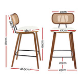 2x Artiss Bar Stools Kitchen Counter Rattan Chairs PU Leather Padding