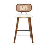 4x Artiss Bar Stools Kitchen Counter Rattan Chairs PU Leather Padding