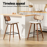 4x Artiss Bar Stools Kitchen Counter Rattan Chairs PU Leather Padding