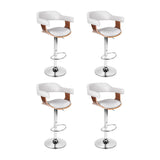 4x Artiss Bar Stools Gas Lift Leather with Armrest White