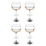 4x Artiss Bar Stools Gas Lift Leather with Armrest White