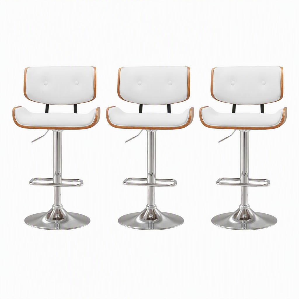 Artiss Bar Stools X3 Kitchen Counter Chair Gas Lift Swivel PU Cherry White