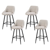 Artiss Bar Stools Set of 4 Linen Upholstered Counter Chairs with Back Padded Seat Beige