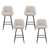Artiss Bar Stools Set of 4 Linen Upholstered Counter Chairs with Back Padded Seat Beige