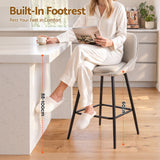 Artiss Bar Stools Set of 4 Linen Upholstered Counter Chairs with Back Padded Seat Beige