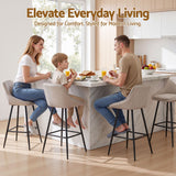 Artiss Bar Stools Set of 4 Linen Upholstered Counter Chairs with Back Padded Seat Beige