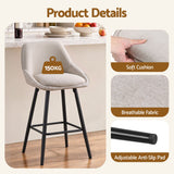 Artiss Bar Stools Set of 4 Linen Upholstered Counter Chairs with Back Padded Seat Beige