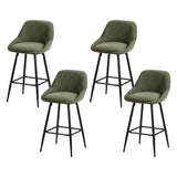 Artiss Bar Stools Set of 4 Linen Upholstered Counter Chairs with Back Padded Seat Green