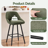 Artiss Bar Stools Set of 4 Linen Upholstered Counter Chairs with Back Padded Seat Green