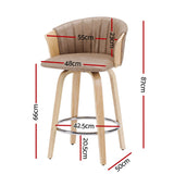 Artiss Wooden Bar Stools Set of 2 Swivel Kitchen Counter Stools Chair 66cm Khaki