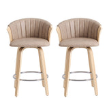 Artiss Wooden Bar Stools Set of 2 Swivel Kitchen Counter Stools Chair 66cm Khaki
