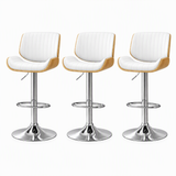 Artiss 3x Bar Stools Counter Chairs Adjustable Swivel PU Leather Galina White
