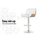 Artiss 3x Bar Stools Counter Chairs Adjustable Swivel PU Leather Galina White
