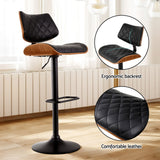 Artiss 4x Bar Stools Kitchen Dining Chairs Gas Lift Stool Wooden Leather Black