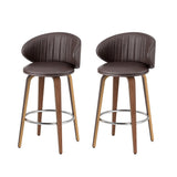 2x Artiss Bar Stools Dining Chairs Contoured Leather Wood Stool