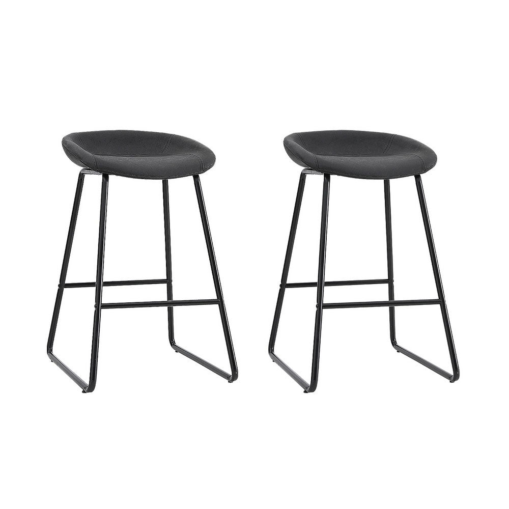 Ludovic 2x Bar Stools Kitchen Dining Chairs Counter Stool PU Leather Metal