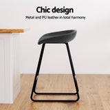 Ludovic 2x Bar Stools Kitchen Dining Chairs Counter Stool PU Leather Metal