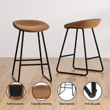 Ludovic 2x Bar Stools Kitchen Dining Chairs Counter Stool PU Leather Metal Brown