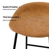 Ludovic 2x Bar Stools Kitchen Dining Chairs Counter Stool PU Leather Metal Brown