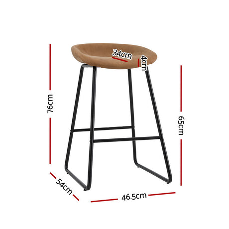 Artiss 4x Bar Stools Kitchen Dining Chairs Counter Stool PU Leather Metal Brown