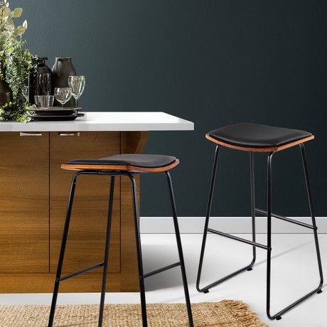 Porter 4x Bar Stools Leather Padded Metal