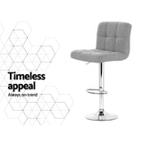 Artiss 4x Bar Stools Fabric Gas Lift Grey