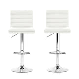 Artiss 2x Bar Stools Padded Leather Gas Lift White