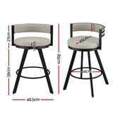 Artiss Bar Stools Set of 2 Swivel Kitchen Chair Metal Counter Beige Leather