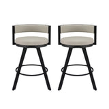 Artiss Bar Stools Set of 2 Swivel Kitchen Chair Metal Counter Beige Leather