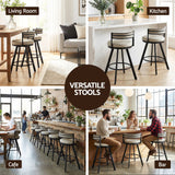 Artiss Bar Stools Set of 2 Swivel Kitchen Chair Metal Counter Beige Leather