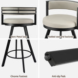Artiss Bar Stools Set of 2 Swivel Kitchen Chair Metal Counter Beige Leather