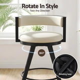 Artiss Bar Stools Set of 2 Swivel Kitchen Chair Metal Counter Beige Leather