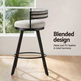 Artiss Bar Stools Set of 3 Swivel Counter Stools with Padded Backrest PU Leather Beige