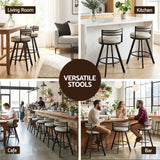 Artiss Bar Stools Set of 3 Swivel Counter Stools with Padded Backrest PU Leather Beige