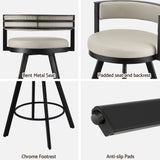 Artiss Bar Stools Set of 3 Swivel Counter Stools with Padded Backrest PU Leather Beige