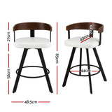 2x Artiss Bar Stools Swivel Kitchen Chairs Metal Legs Bentwood Counter White PU