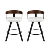 2x Artiss Bar Stools Swivel Kitchen Chairs Metal Legs Bentwood Counter White PU