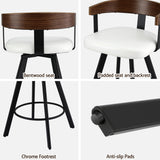 2x Artiss Bar Stools Swivel Kitchen Chairs Metal Legs Bentwood Counter White PU