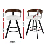 4x Artiss Bar Stools Swivel Kitchen Chairs Metal Legs Bentwood Counter White PU