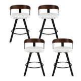 4x Artiss Bar Stools Swivel Kitchen Chairs Metal Legs Bentwood Counter White PU