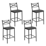 Artiss Bar Stools Set of 4 Counter 66cm Height Stools with Backrest, PU Cushioned Seat, Black