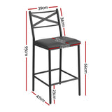 Artiss Bar Stools Set of 4 Counter 66cm Height Stools with Backrest, PU Cushioned Seat, Black
