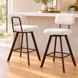 Artiss Bar Stools Set of 2 Swivel Counter 68cm Height Stools w/ Padded Backrest Beige