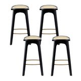 Artiss 4x Bar Stools Rattan Counter Kitchen Dinning Chair Bamboo Saddle Black
