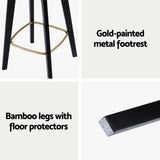 Artiss 4x Bar Stools Rattan Counter Kitchen Dinning Chair Bamboo Saddle Black