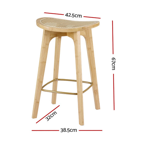 Artiss 4x Bar Stools Bamboo Rattan Stool Counter Chair Kitchen Barstools