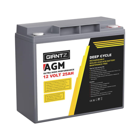 Giantz AGM Deep Cycle Battery 12V 25Ah Box Portable Solar Caravan Camping