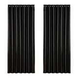 2X Blockout Curtains Eyelet Black Shine 240X230cm