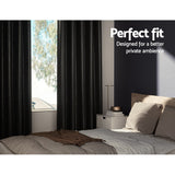 2X Blockout Curtains Eyelet Black Shine 240X230cm