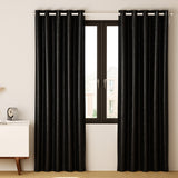 2X Blockout Curtains Eyelet Black Shine 240X230cm